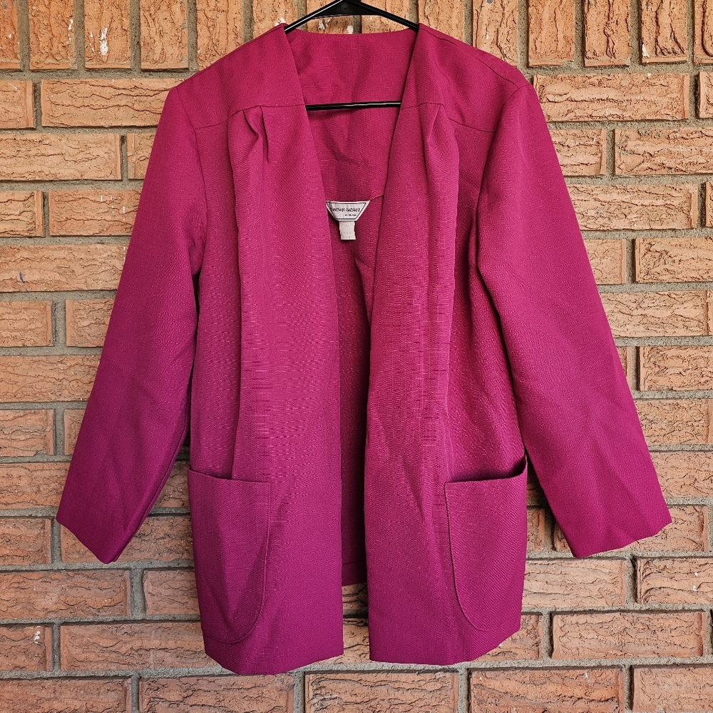Vintage Donovan-Galvani Of Dallas Women's Magenta Open Blazer Jacket